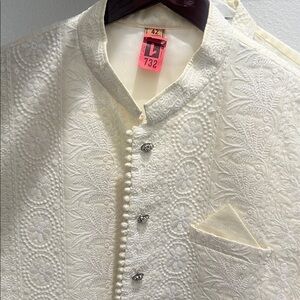 Elegant Cream Sherwani set. 3 pieces